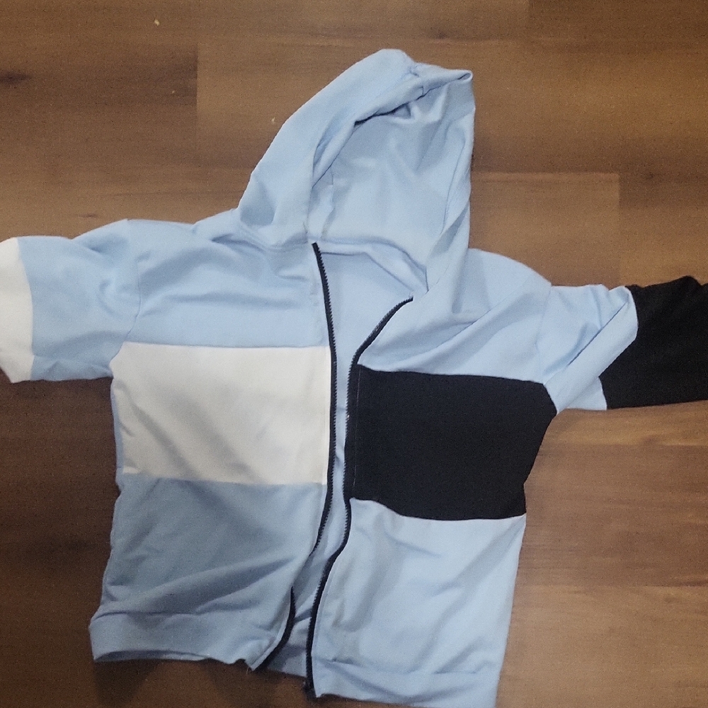 Stylish Light Blue and Black Kids Hoodie
